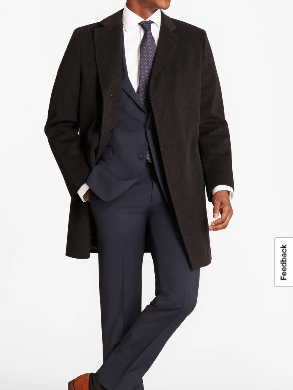 Brooks Brothers Black Wool Overcoat with Navy Suit